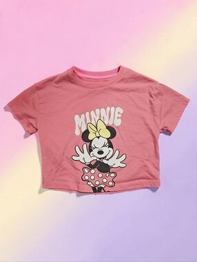 MINNIE MOUSE Graphic Pink Kids Crop Tee. Size 5. Excellent Condition!